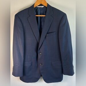 Samuelsohn Bennet Colombo Icewool Navy Wool Blazer Jacket Micro Check Size 40 R